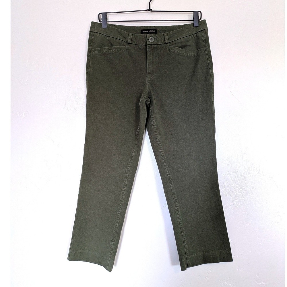 Banana Republic Pants Womens 6 Olive Green Cropped Straight Leg Stretch Chino